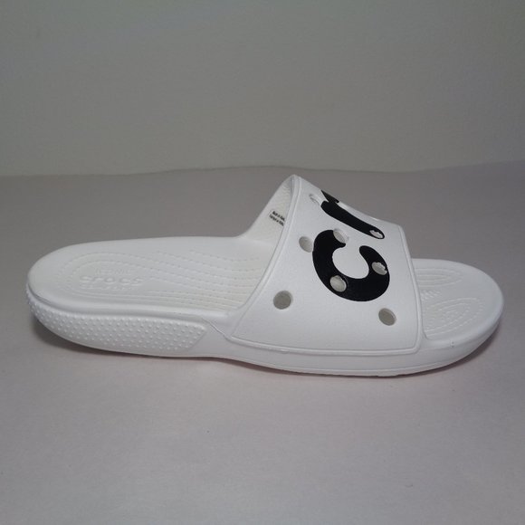 Crocs Size 6 CLASSIC LOGO White Black Slides Sandals New Men\'s Shoes main image 8